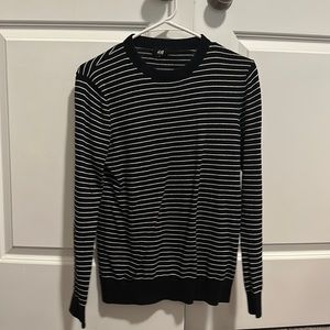 H&M Striped Black and White Cotton Long Sleeve Shirt